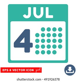 Cobalt And Cyan Independence Day EPS vector icon. Illustration style is flat iconic bicolor symbol on a white background.