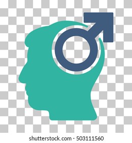 Cobalt And Cyan Intellect Potency toolbar pictogram. Vector pictograph style is a flat bicolor symbol on chess transparent background.