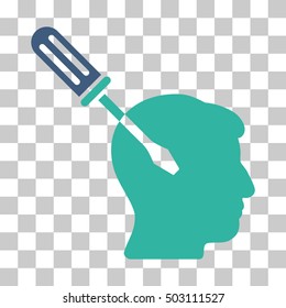 Cobalt And Cyan Intellect Screwdriver Tuning interface icon. Vector pictogram style is a flat bicolor symbol on chess transparent background.