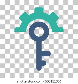 Cobalt And Cyan Key Options interface toolbar pictogram. Vector pictogram style is a flat bicolor symbol on chess transparent background.