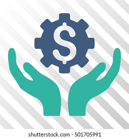 Cobalt And Cyan Maintenance Price interface icon. Vector pictograph style is a flat bicolor symbol on diagonal hatch transparent background.