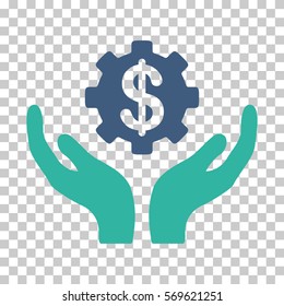 Cobalt And Cyan Maintenance Price toolbar pictogram. Vector pictogram style is a flat bicolor symbol on chess transparent background.