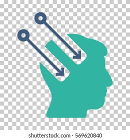 Cobalt And Cyan Neural Interface interface toolbar pictogram. Vector pictogram style is a flat bicolor symbol on chess transparent background.