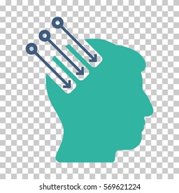 Cobalt And Cyan Neuro Interface interface pictogram. Vector pictograph style is a flat bicolor symbol on chess transparent background.