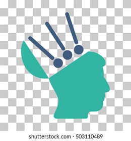 Cobalt And Cyan Open Mind Interface interface icon. Vector pictograph style is a flat bicolor symbol on chess transparent background.
