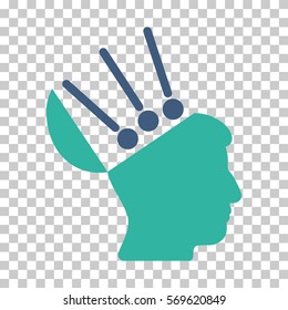 Cobalt And Cyan Open Mind Interface interface pictogram. Vector pictogram style is a flat bicolor symbol on chess transparent background.