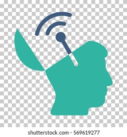 Cobalt And Cyan Open Mind Radio Interface interface icon. Vector pictograph style is a flat bicolor symbol on chess transparent background.