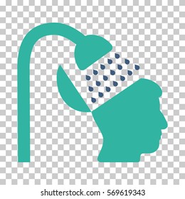 Cobalt And Cyan Open Mind Shower toolbar icon. Vector pictograph style is a flat bicolor symbol on chess transparent background.