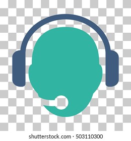 Cobalt And Cyan Operator Head toolbar pictogram. Vector pictograph style is a flat bicolor symbol on chess transparent background.