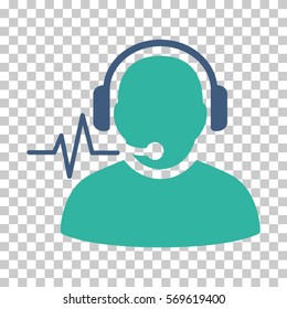 Cobalt And Cyan Operator Signal toolbar icon. Vector pictogram style is a flat bicolor symbol on chess transparent background.