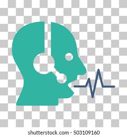 Cobalt And Cyan Operator Speech toolbar icon. Vector pictogram style is a flat bicolor symbol on chess transparent background.