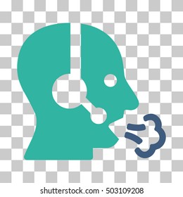 Cobalt And Cyan Operator Speech toolbar icon. Vector pictogram style is a flat bicolor symbol on chess transparent background.