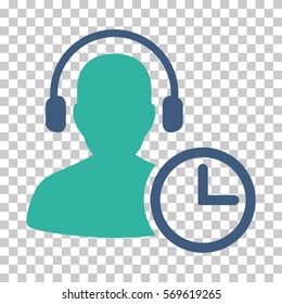 Cobalt And Cyan Operator Time interface toolbar icon. Vector pictogram style is a flat bicolor symbol on chess transparent background.