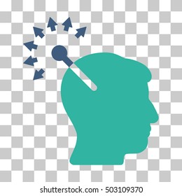 Cobalt And Cyan Optical Neural Interface interface toolbar icon. Vector pictograph style is a flat bicolor symbol on chess transparent background.