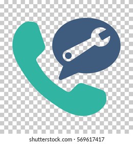 Cobalt And Cyan Phone Service Message toolbar pictogram. Vector pictogram style is a flat bicolor symbol on chess transparent background.