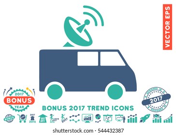 Cobalt And Cyan Radio Control Car pictograph with bonus 2017 trend elements. Vector illustration style is flat iconic bicolor symbols, white background.