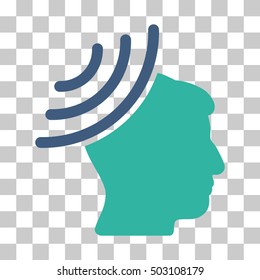 Cobalt And Cyan Radio Reception Mind toolbar pictogram. Vector pictograph style is a flat bicolor symbol on chess transparent background.