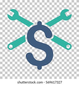 Cobalt And Cyan Repair Service Price toolbar icon. Vector pictogram style is a flat bicolor symbol on chess transparent background.
