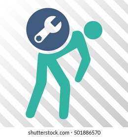 Cobalt And Cyan Service Courier interface icon. Vector pictogram style is a flat bicolor symbol on diagonal hatch transparent background.