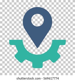 Cobalt And Cyan Service Map Marker toolbar icon. Vector pictograph style is a flat bicolor symbol on chess transparent background.
