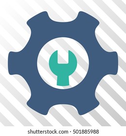 Cobalt And Cyan Service Tools interface icon. Vector pictogram style is a flat bicolor symbol on diagonal hatch transparent background.