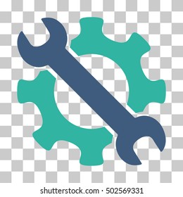 Cobalt And Cyan Service Tools interface toolbar pictogram. Vector pictograph style is a flat bicolor symbol on chess transparent background.