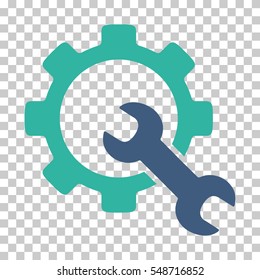 Cobalt And Cyan Service Tools interface toolbar icon. Vector pictograph style is a flat bicolor symbol on chess transparent background.