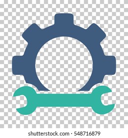 Cobalt And Cyan Service Tools interface pictogram. Vector pictograph style is a flat bicolor symbol on chess transparent background.