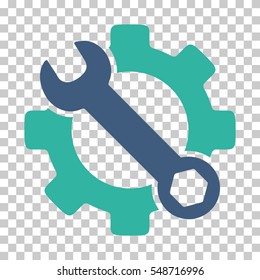 Cobalt And Cyan Service Tools interface toolbar pictogram. Vector pictograph style is a flat bicolor symbol on chess transparent background.