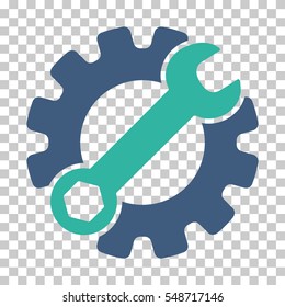 Cobalt And Cyan Service Tools interface toolbar pictogram. Vector pictograph style is a flat bicolor symbol on chess transparent background.