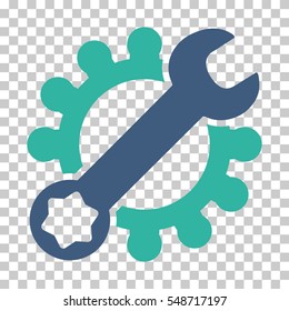Cobalt And Cyan Service Tools interface pictogram. Vector pictograph style is a flat bicolor symbol on chess transparent background.