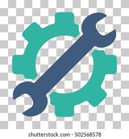 Cobalt And Cyan Service Tools toolbar pictogram. Vector pictogram style is a flat bicolor symbol on chess transparent background.