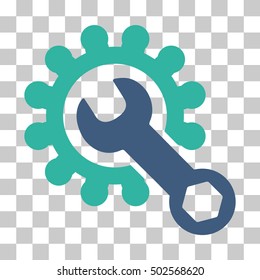 Cobalt And Cyan Service Tools toolbar icon. Vector pictogram style is a flat bicolor symbol on chess transparent background.