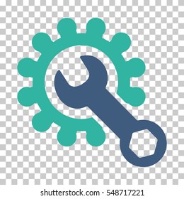 Cobalt And Cyan Service Tools toolbar pictogram. Vector pictograph style is a flat bicolor symbol on chess transparent background.