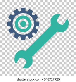 Cobalt And Cyan Service Tools toolbar pictogram. Vector pictogram style is a flat bicolor symbol on chess transparent background.