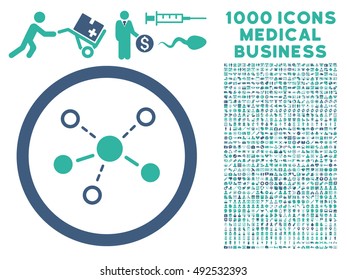 Cobalt And Cyan Structure vector bicolor rounded icon. Image style is a flat icon symbol inside a circle, white background. Bonus clip art contains 1000 medicine business symbols.