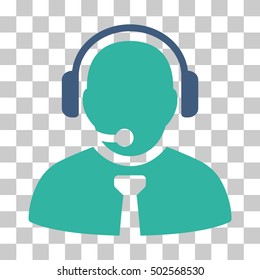 Cobalt And Cyan Support Manager toolbar pictogram. Vector pictograph style is a flat bicolor symbol on chess transparent background.