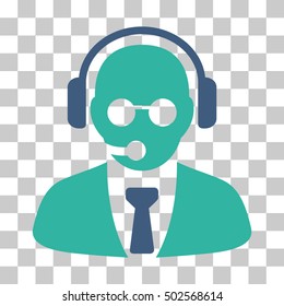 Cobalt And Cyan Support Manager toolbar pictogram. Vector pictograph style is a flat bicolor symbol on chess transparent background.