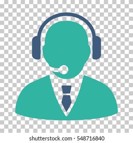Cobalt And Cyan Support Manager toolbar icon. Vector pictograph style is a flat bicolor symbol on chess transparent background.