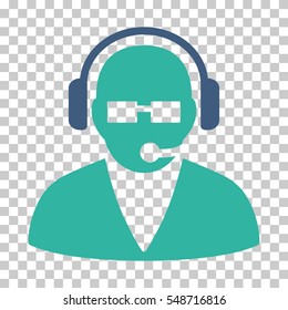 Cobalt And Cyan Support Operator interface icon. Vector pictograph style is a flat bicolor symbol on chess transparent background.