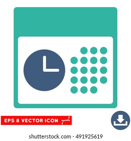 Cobalt And Cyan Time and Date EPS vector pictograph. Illustration style is flat iconic bicolor symbol on a white background.