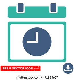 Cobalt And Cyan Time Schedule EPS vector icon. Illustration style is flat iconic bicolor symbol on a white background.