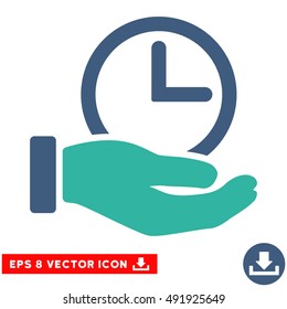 Cobalt And Cyan Time Service EPS vector pictograph. Illustration style is flat iconic bicolor symbol on a white background.