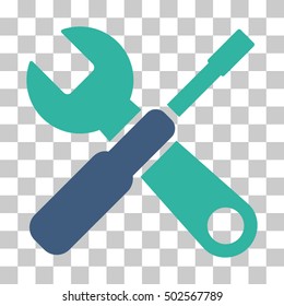 Cobalt And Cyan Tools interface toolbar pictogram. Vector pictograph style is a flat bicolor symbol on chess transparent background.