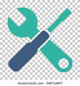 Cobalt And Cyan Tools toolbar pictogram. Vector pictogram style is a flat bicolor symbol on chess transparent background.
