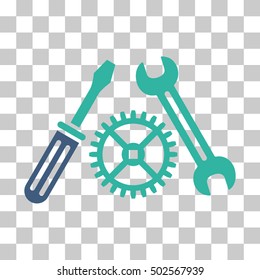 Cobalt And Cyan Tuning Service toolbar icon. Vector pictogram style is a flat bicolor symbol on chess transparent background.