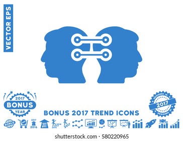 Cobalt Dual Heads Interface Connection icon with bonus 2017 trend icon set. Vector illustration style is flat iconic symbols, white background.