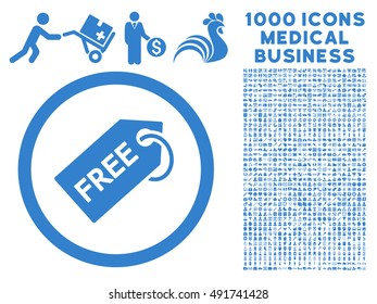 Cobalt Free Tag vector rounded icon. Image style is a flat icon symbol inside a circle, white background. Bonus clipart includes 1000 medical business symbols.