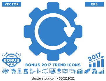 Cobalt Gear Rotation Direction icon with bonus 2017 year trend images. Vector illustration style is flat iconic symbols, white background.