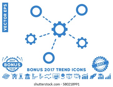 Cobalt Gears Relations pictogram with bonus 2017 trend pictograms. Vector illustration style is flat iconic symbols, white background.